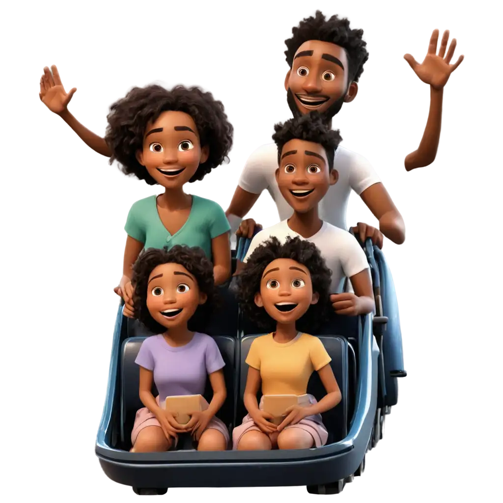 Animated-Happy-Black-Family-on-Roller-Coaster-PNG-Image