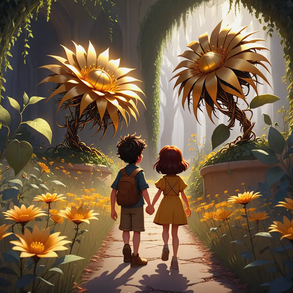 Animated Adventure of Jules and Lina Encountering the Living Golden Flower