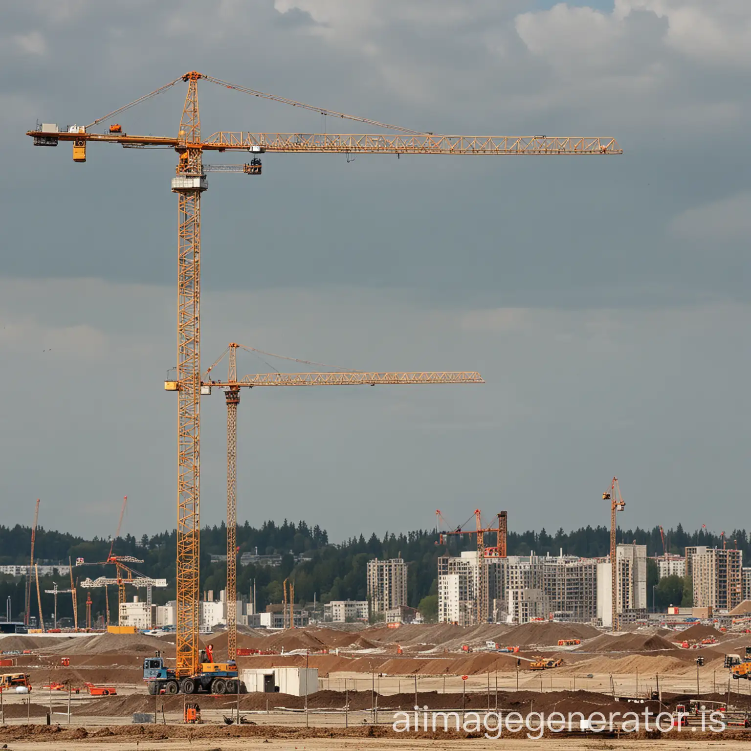 Construction site and cranes