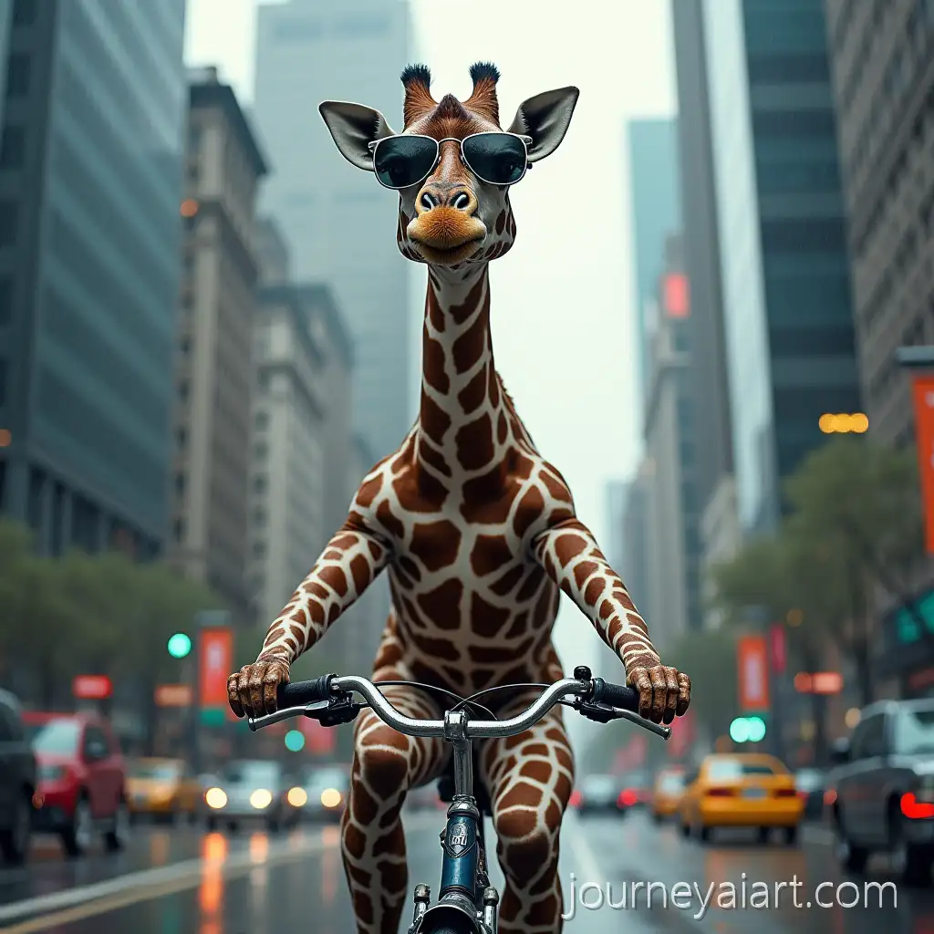 Giraffe-on-Bicycle-in-CityGiraffe-in-Sunglasses-Riding-Bicycle-in-Rainy-City-with-Skyscrapers