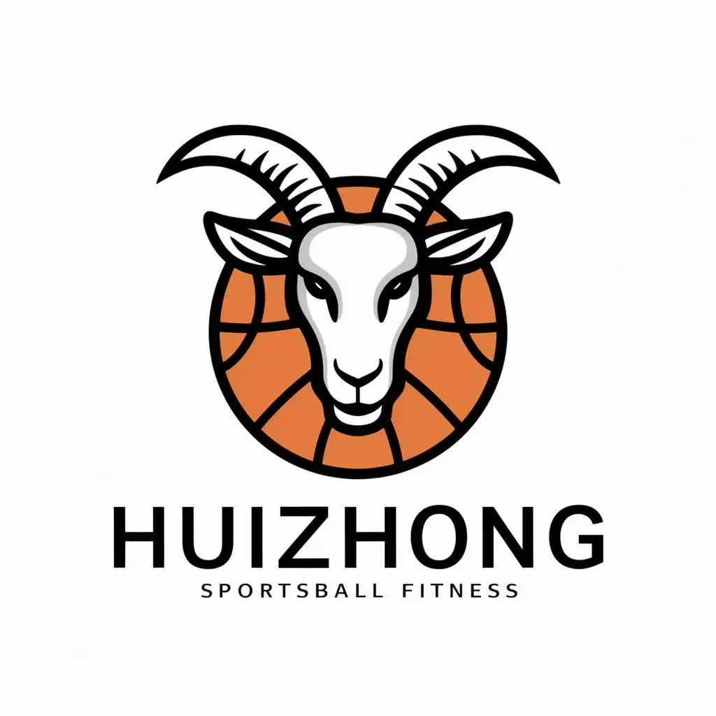 a vector logo design,with the text "Huizhong", main symbol:basketball goat,complex,be used in Sports Fitness industry,clear background