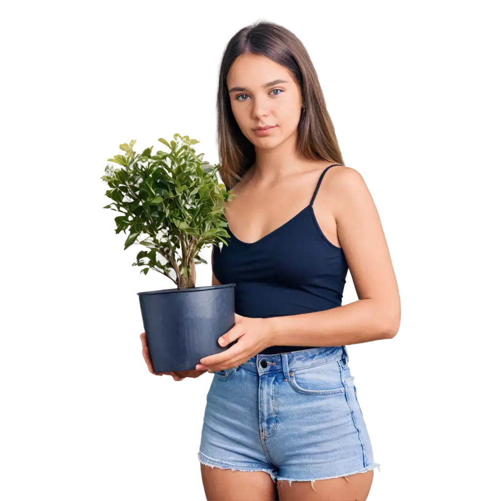 Stunning-PNG-Image-of-an-18YearOld-Girl-Watering-Plants-A-Perfect-Addition-to-Your-Creative-Projects