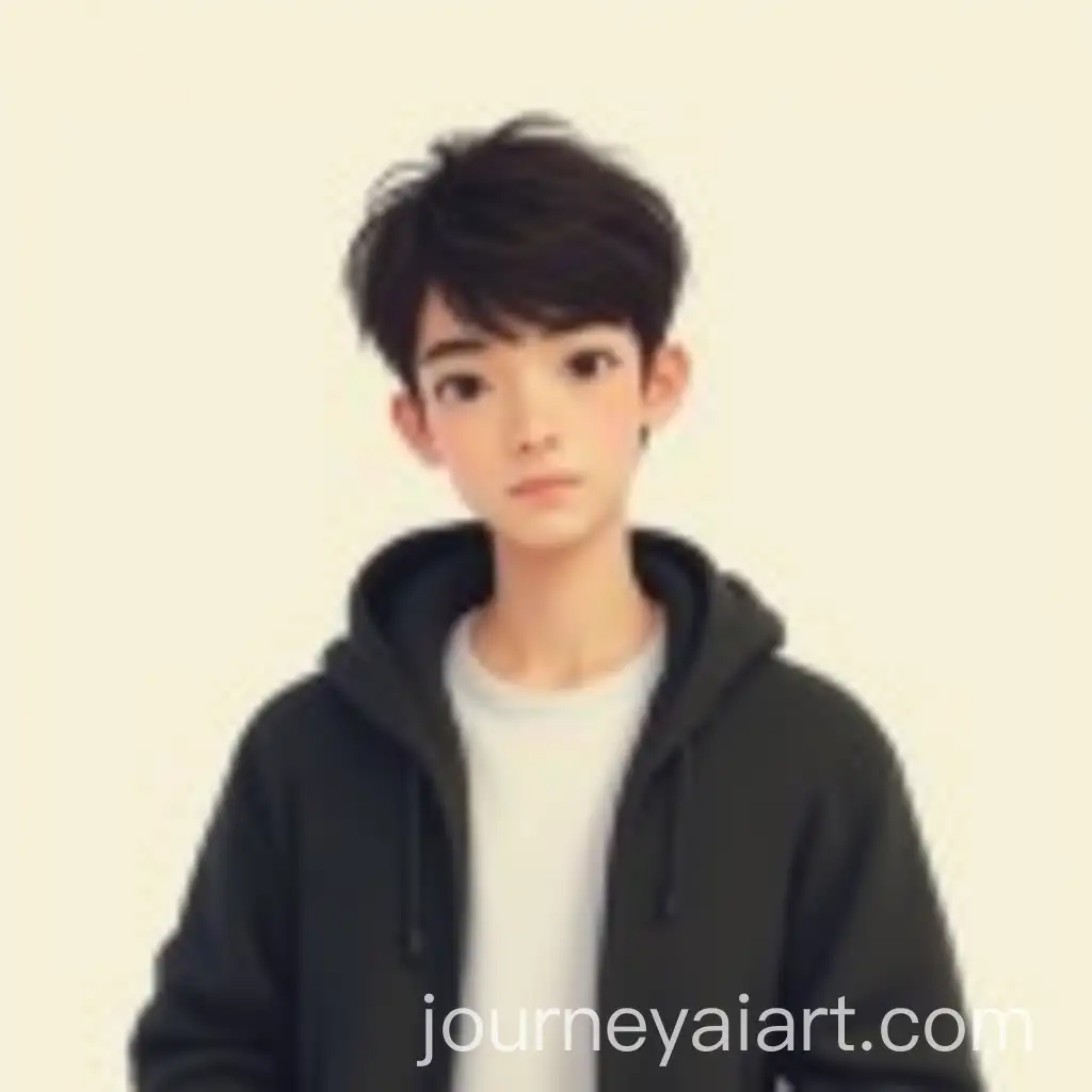 Minimalist-Digital-Portrait-of-a-Young-Man-in-Black-Hoodie-and-White-TShirt