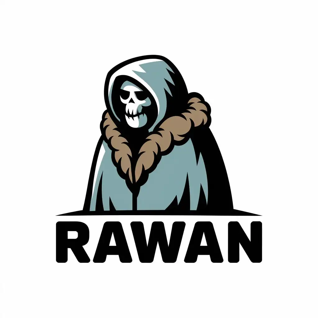 LOGO-Design-for-Rawan-Grim-Reaper-with-Wool-Coat-in-Black-and-White-for-the-Clothing-Industry