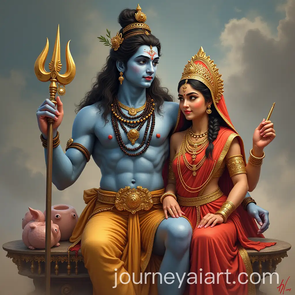 Lord-Shiva-and-Parvati-withAI-Image-Prompt-Expansion-Nandi-and-Lord-Ganesha-in-Sacred-Setting