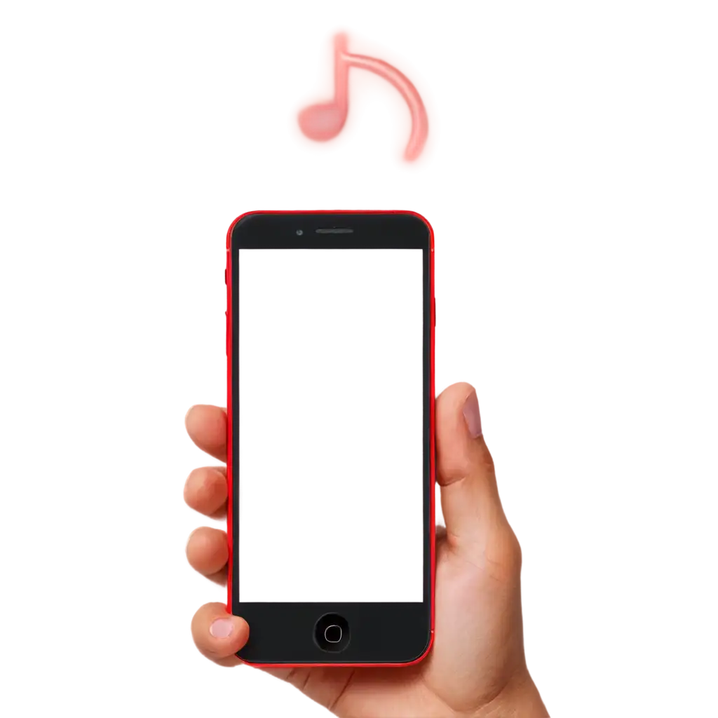 Create a red mobile phone like this and have a transparent background in the style of iPhone so that it is also transparent
