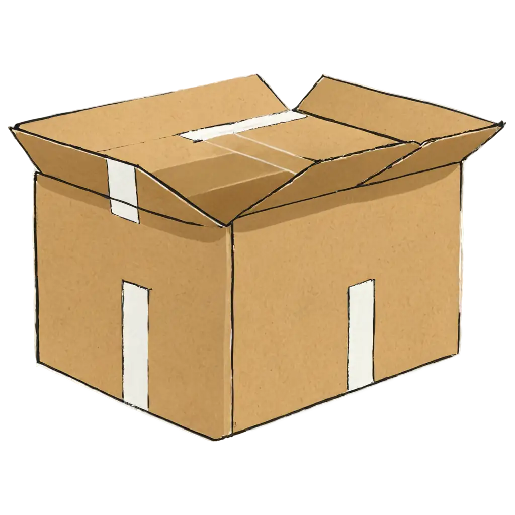 Sketch-Drawing-of-a-Seal-Taped-Corrugated-Box-PNG-Image-for-Clear-HighQuality-Visual-Representation