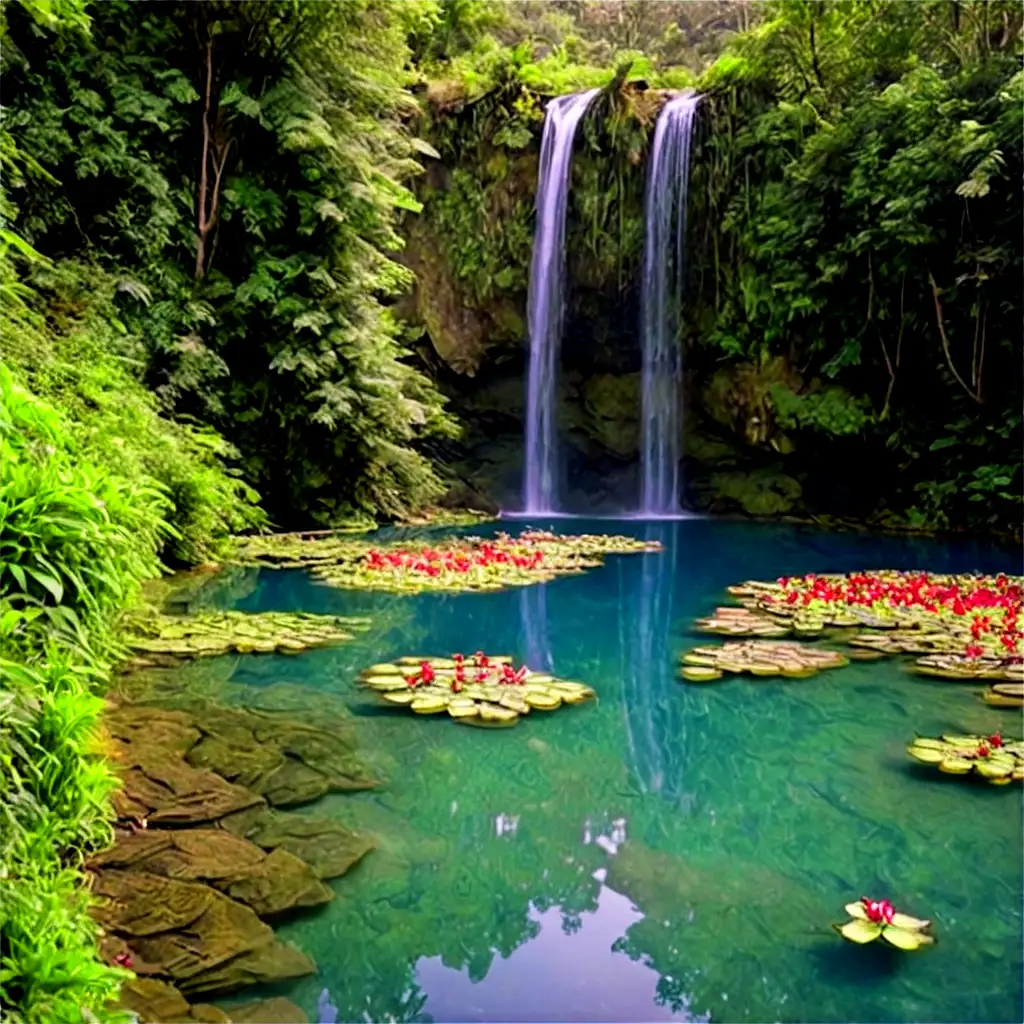 Tranquil-Waterfall-and-Lagoon-PNG-Image-Serene-Nature-Landscape