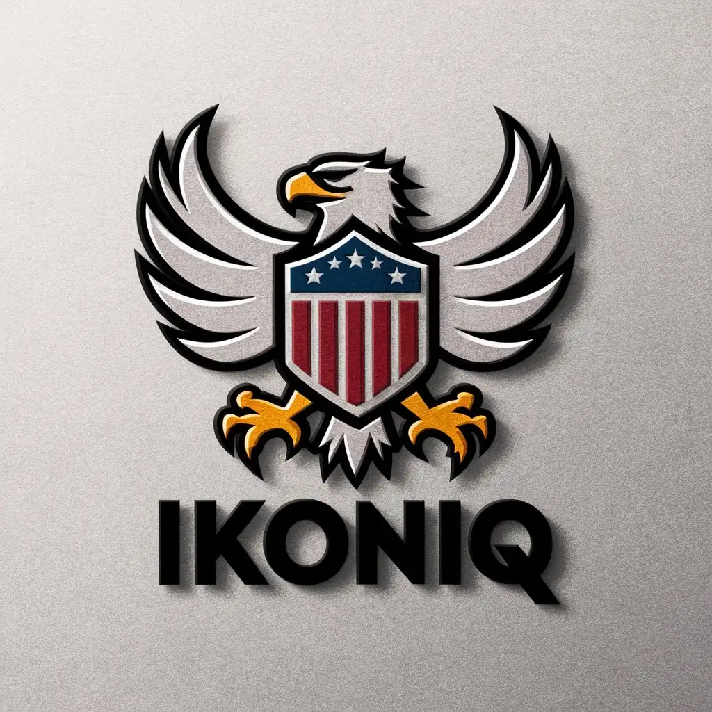 LOGO Design For IKONIQ Minimalistic White Eagle with American Shield Theme