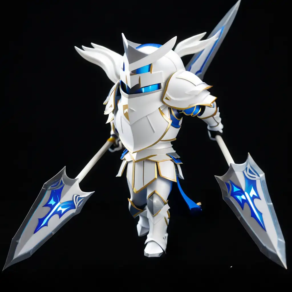 Chibi-Sprite-of-a-HollowedOut-White-and-Blue-Knight-Armor-Holding-a-Spear-in-a-Fighting-Pose