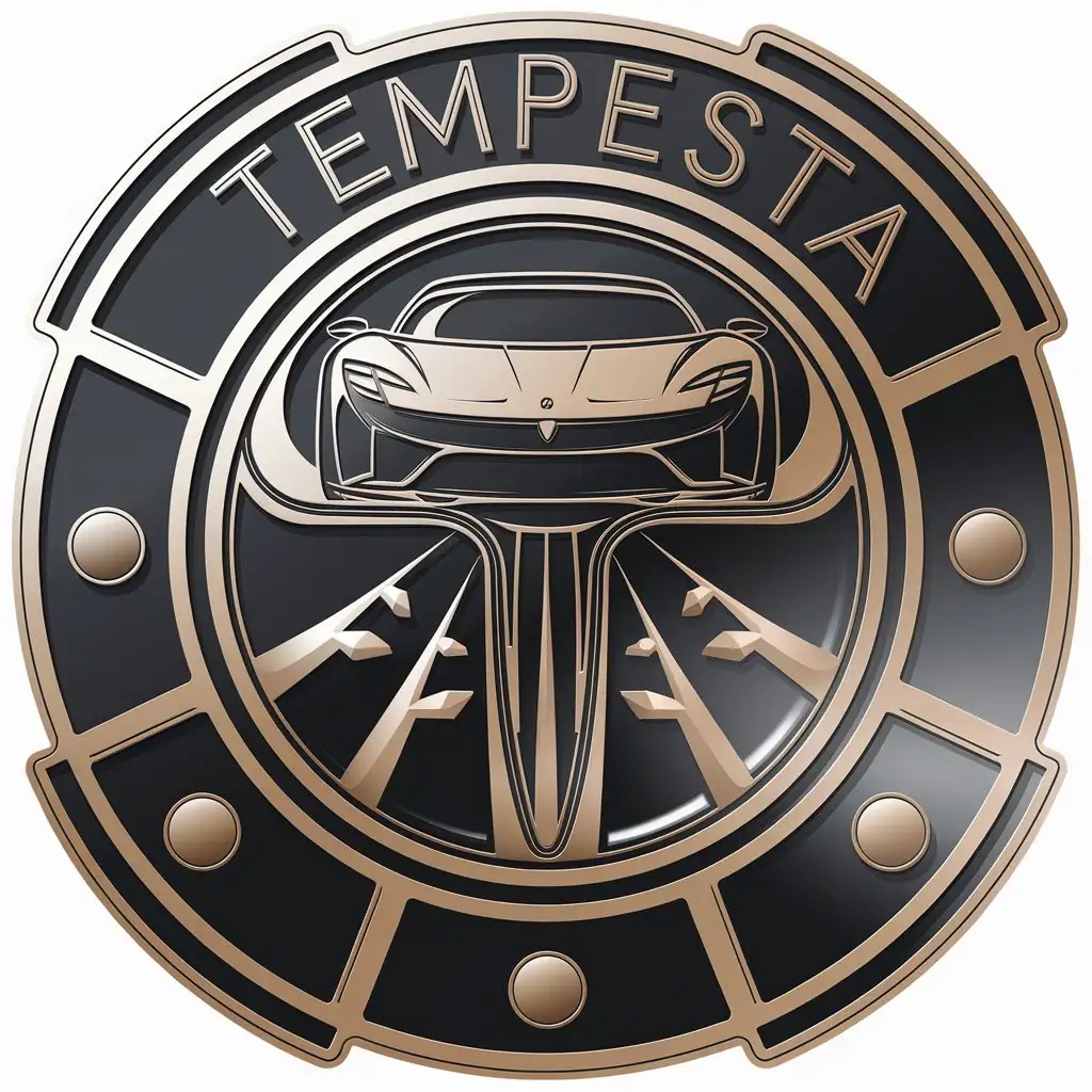 LOGO Design for Tempesta HighTech Italian Electric Car with Round Metallic Elegant Luxury Theme