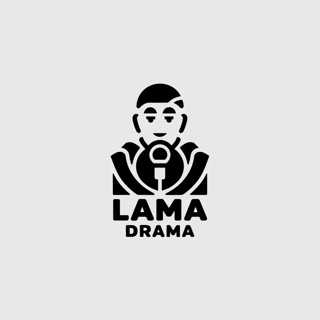 LOGO Design for Lama Drama Minimalistic Lama with Microphone for Events Industry