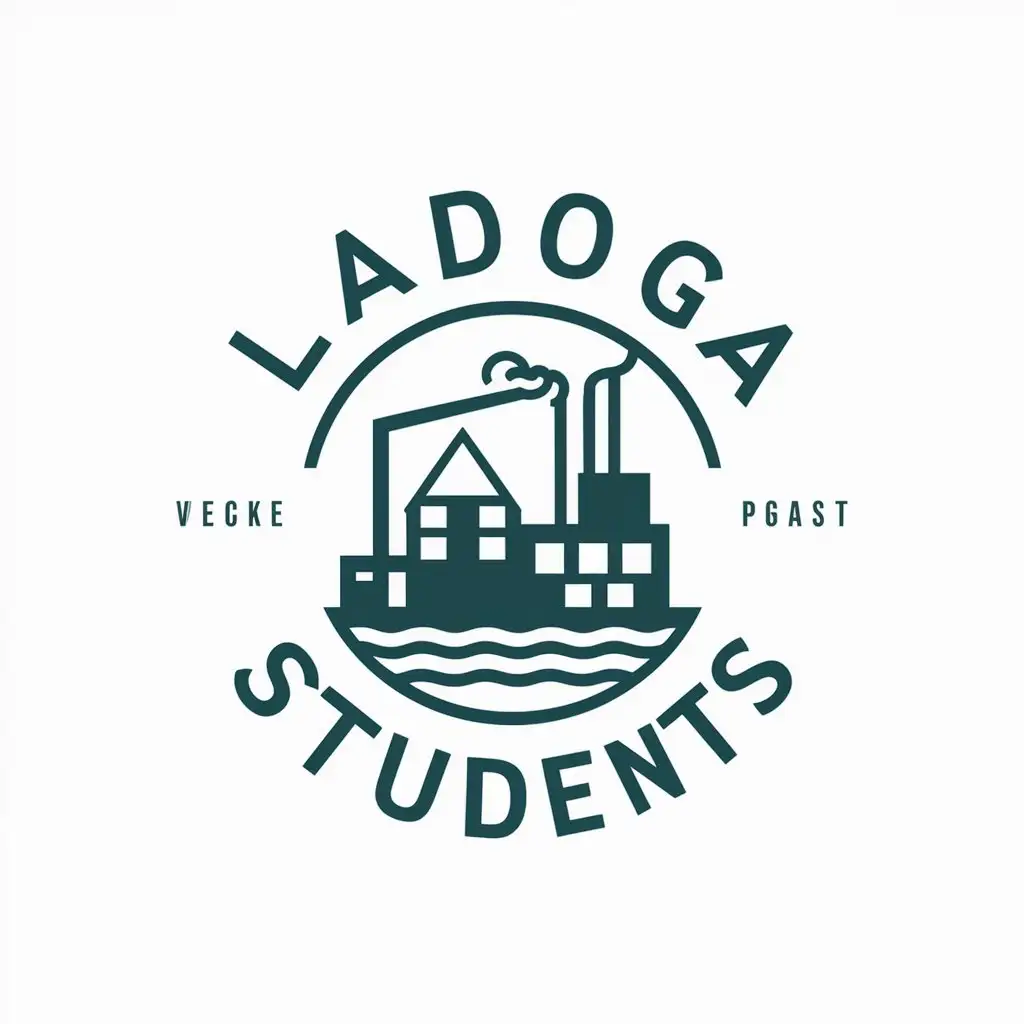 a vector logo design,with the text "LADOGA STUDENTS", main symbol:Factory, training, student, work,Moderate,be used in Others industry,clear background