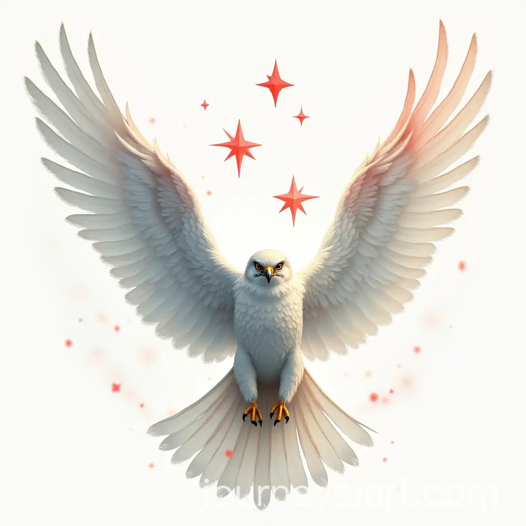 White-Falcon-with-Red-Stars-and-Artistic-Elegance