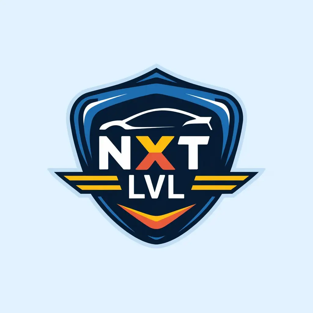 LOGO Design For NXT LVL Modern Car Wash Logo with Blue White Yellow and Orange Colors