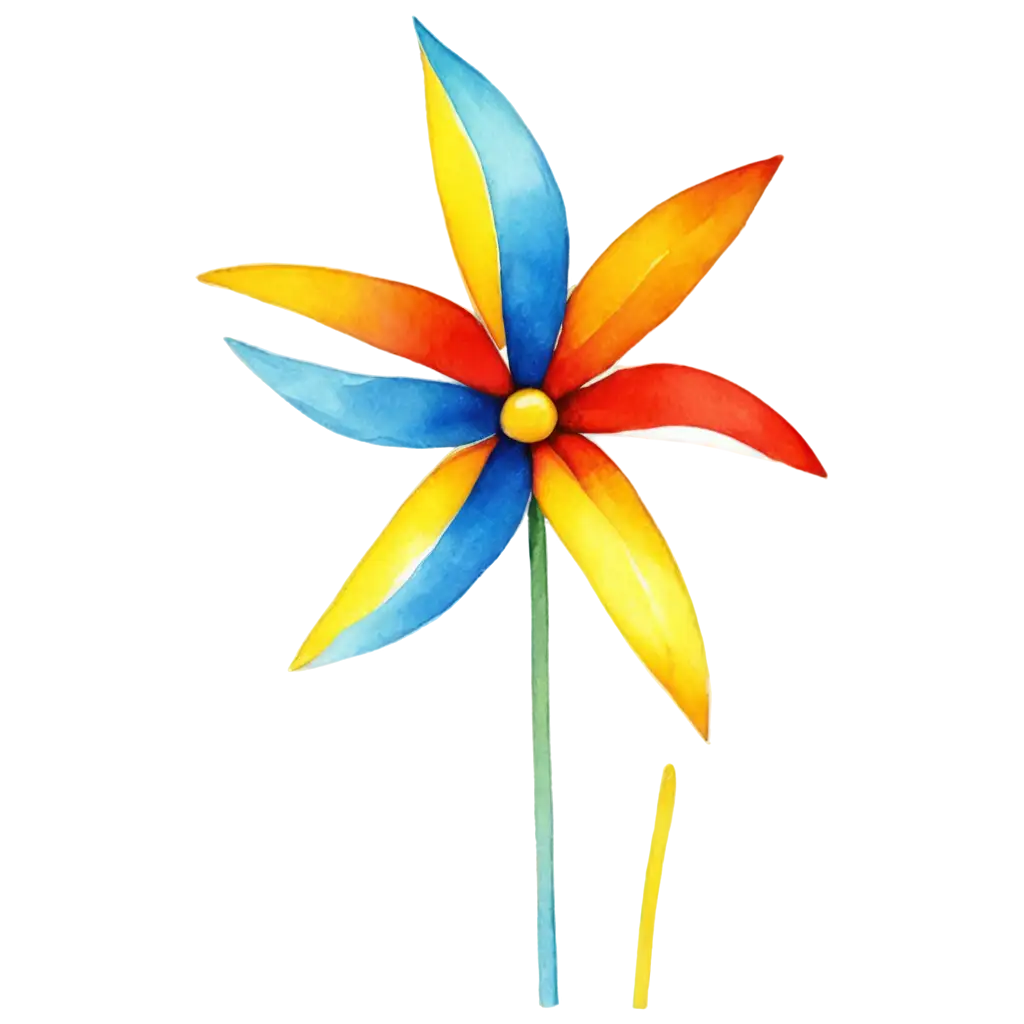 Vibrant-Watercolor-Pinwheel-PNG-Whimsical-and-Playful-Abstract-Flower-Design-for-Creative-Projects