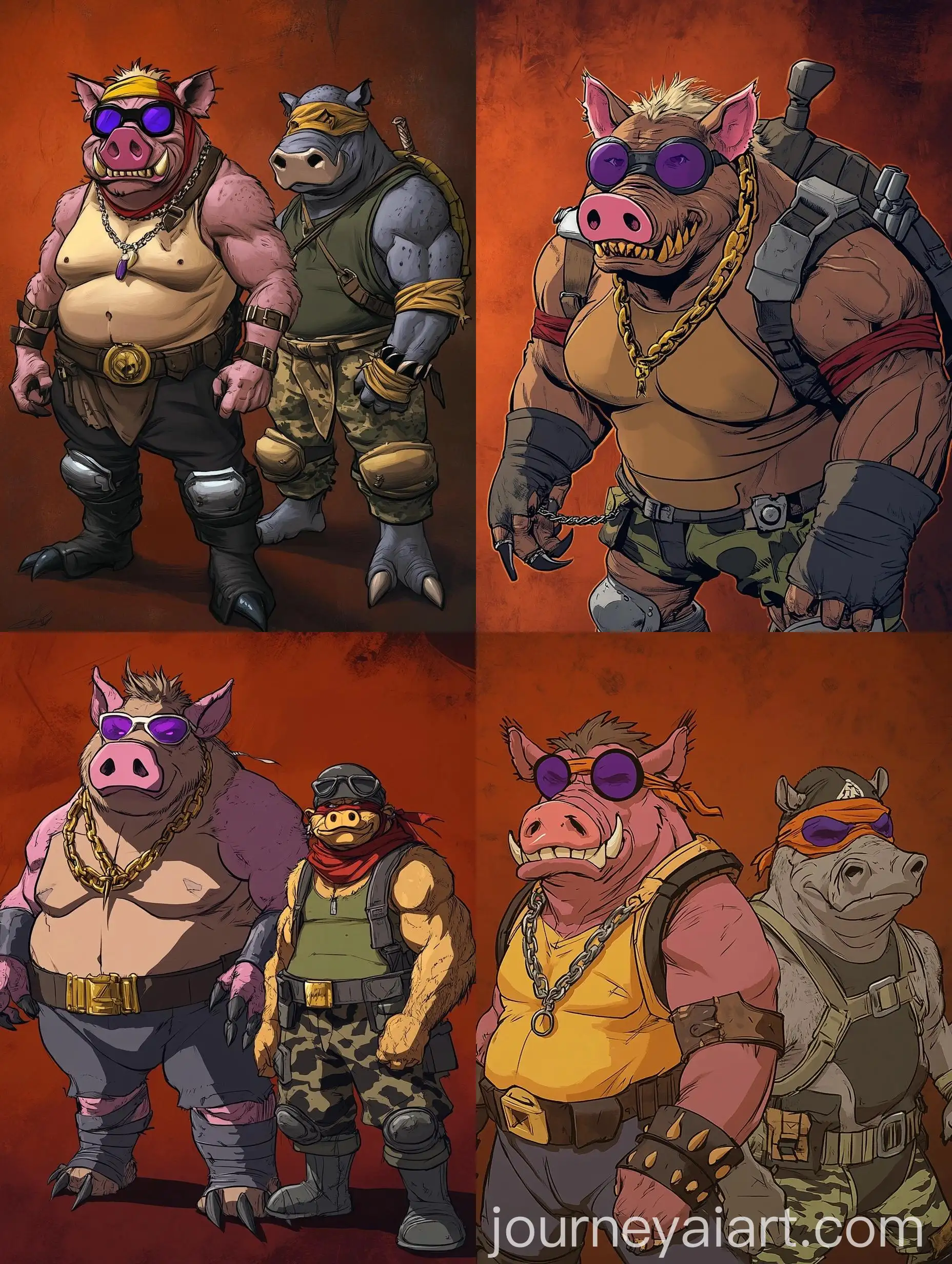 Mutant-Boar-and-Rhinoceros-in-Cartoon-Style