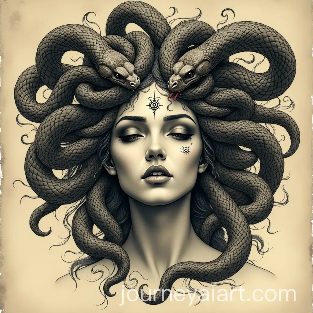 Medusa-with-Womans-Face-and-Snake-Heads-Mythological-Artwork