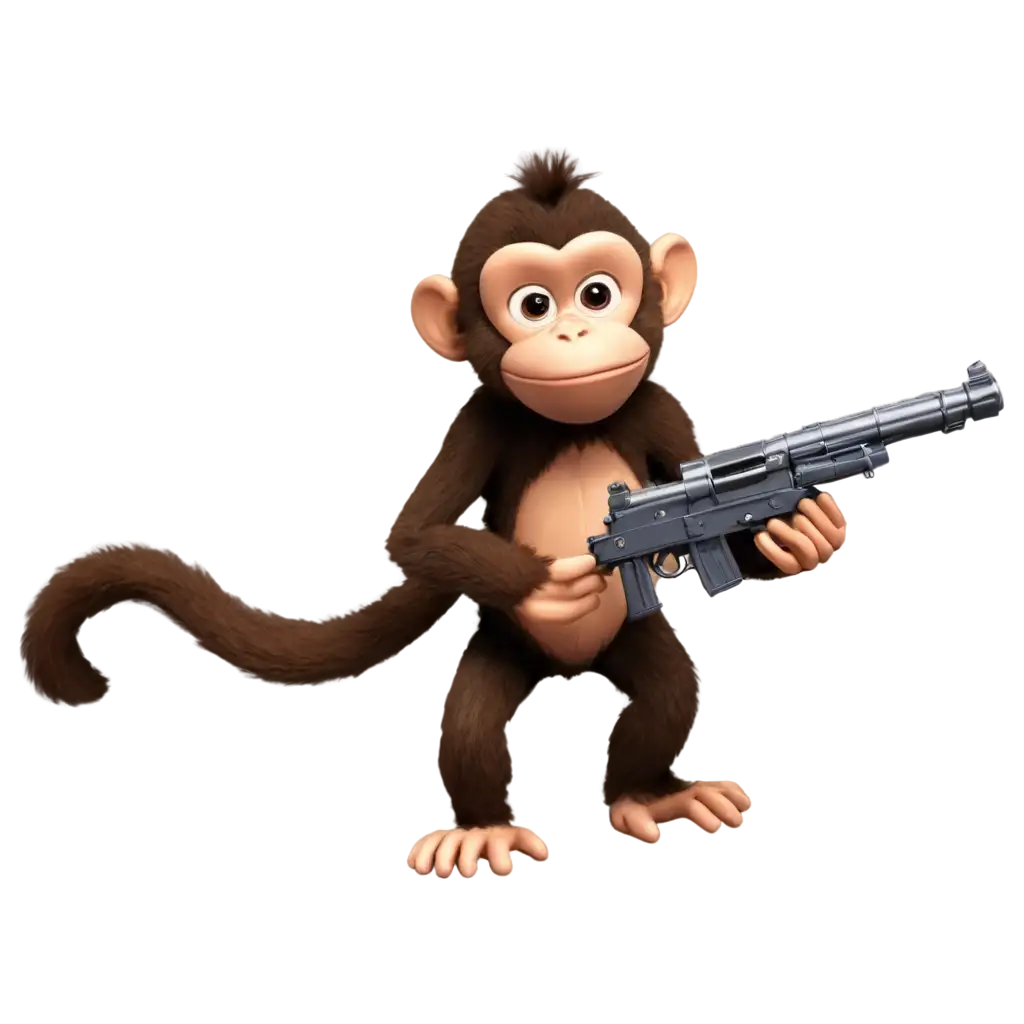 Dynamic-Monkey-with-Gun-PNG-Image-Intriguing-Visuals-for-Creative-Projects