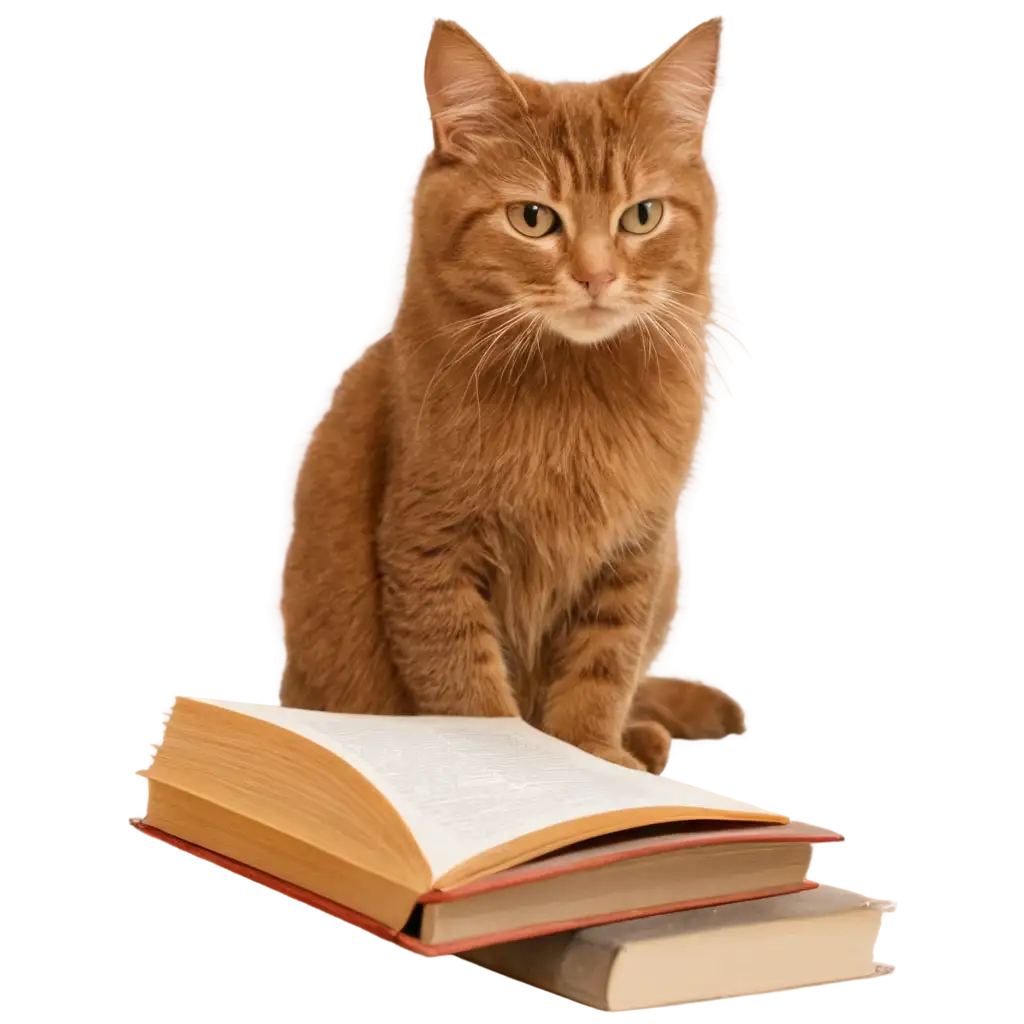 Charming-PNG-of-a-Cat-Sitting-Next-to-a-Book-Tapping-Its-Page