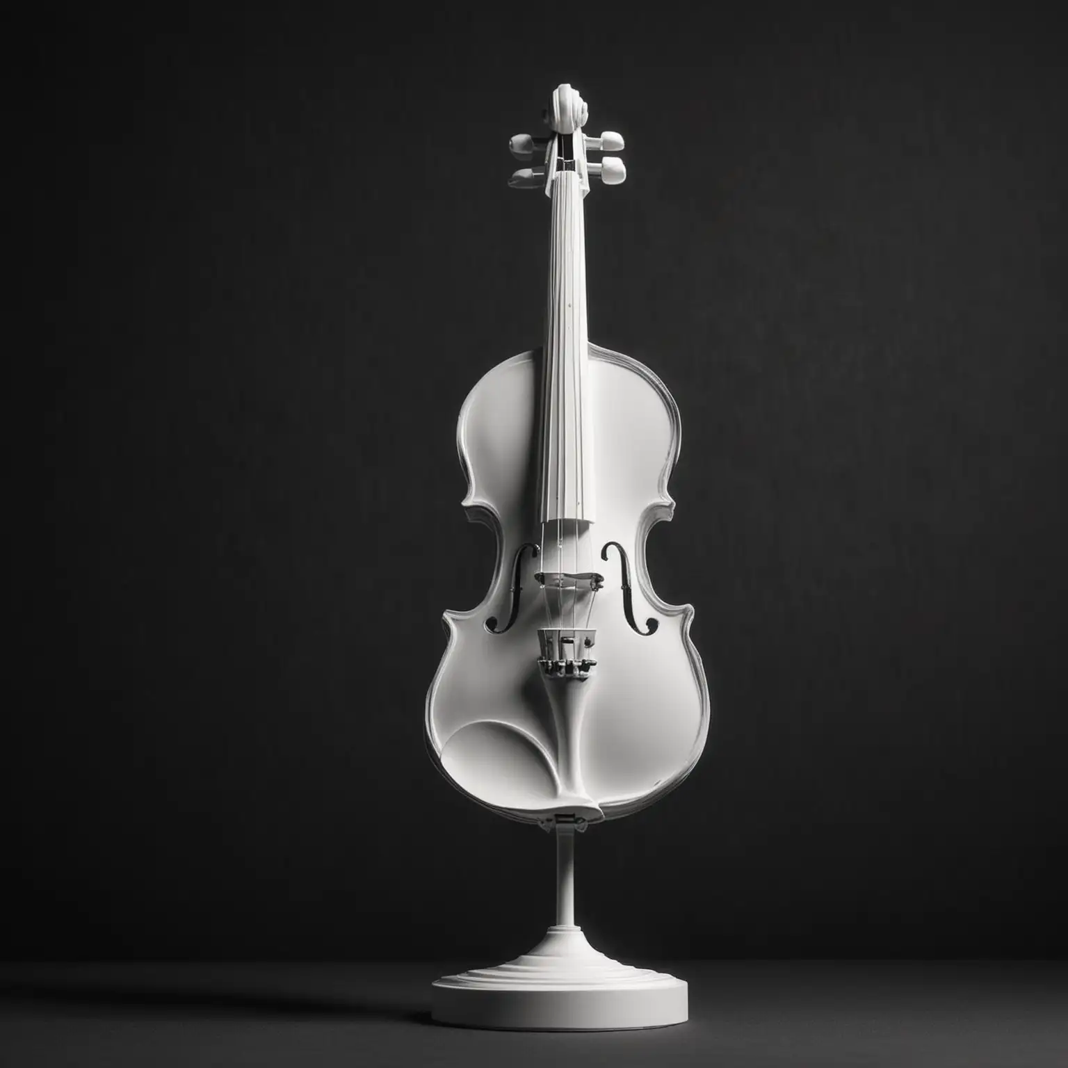 Elegant White Violin Sculpture on Black Background