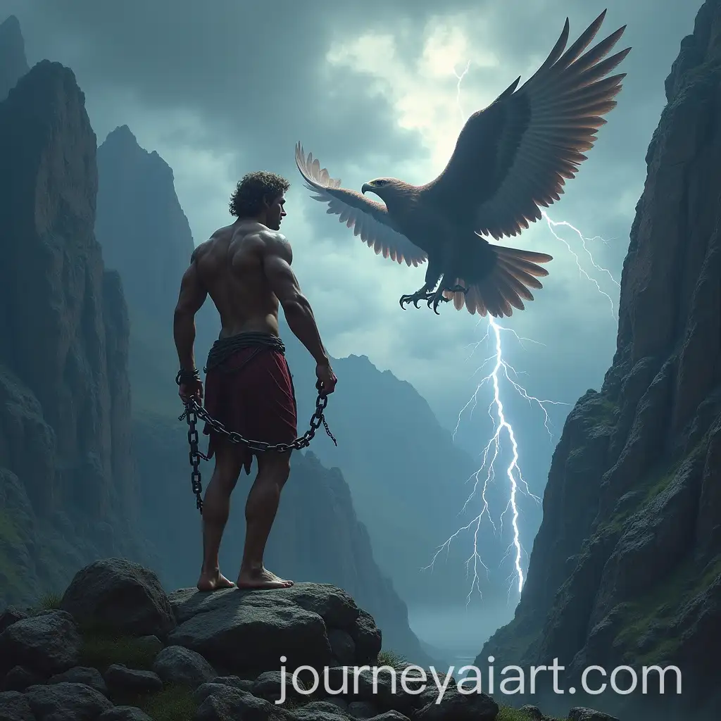 Prometheus-Chained-to-the-Caucasus-Mountains-with-Eagle-and-Thunderstorm