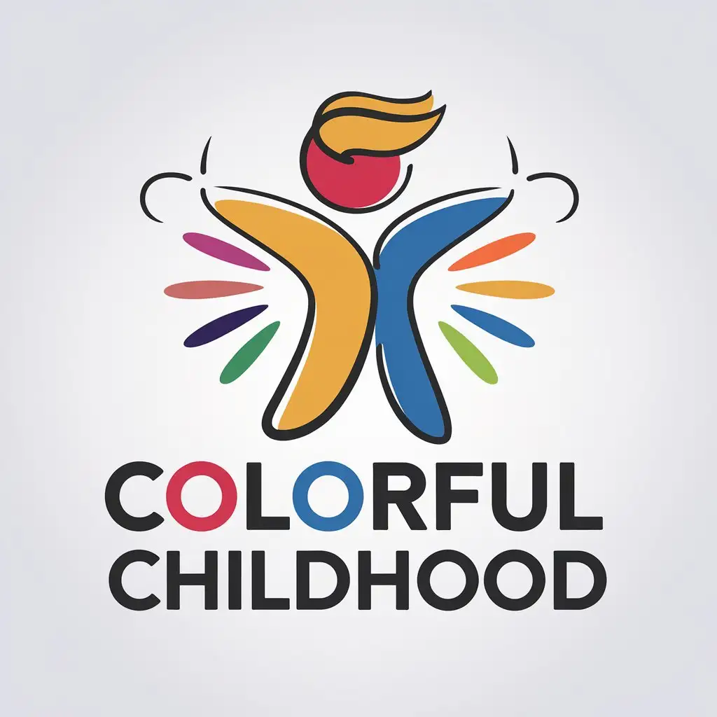 a vector logo design,with the text "colorful childhood", main symbol:Every moment of my wonderful childhood,Minimalistic,be used in children's clothing industry,clear background