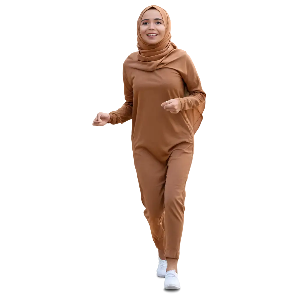 muslim woman run in desert