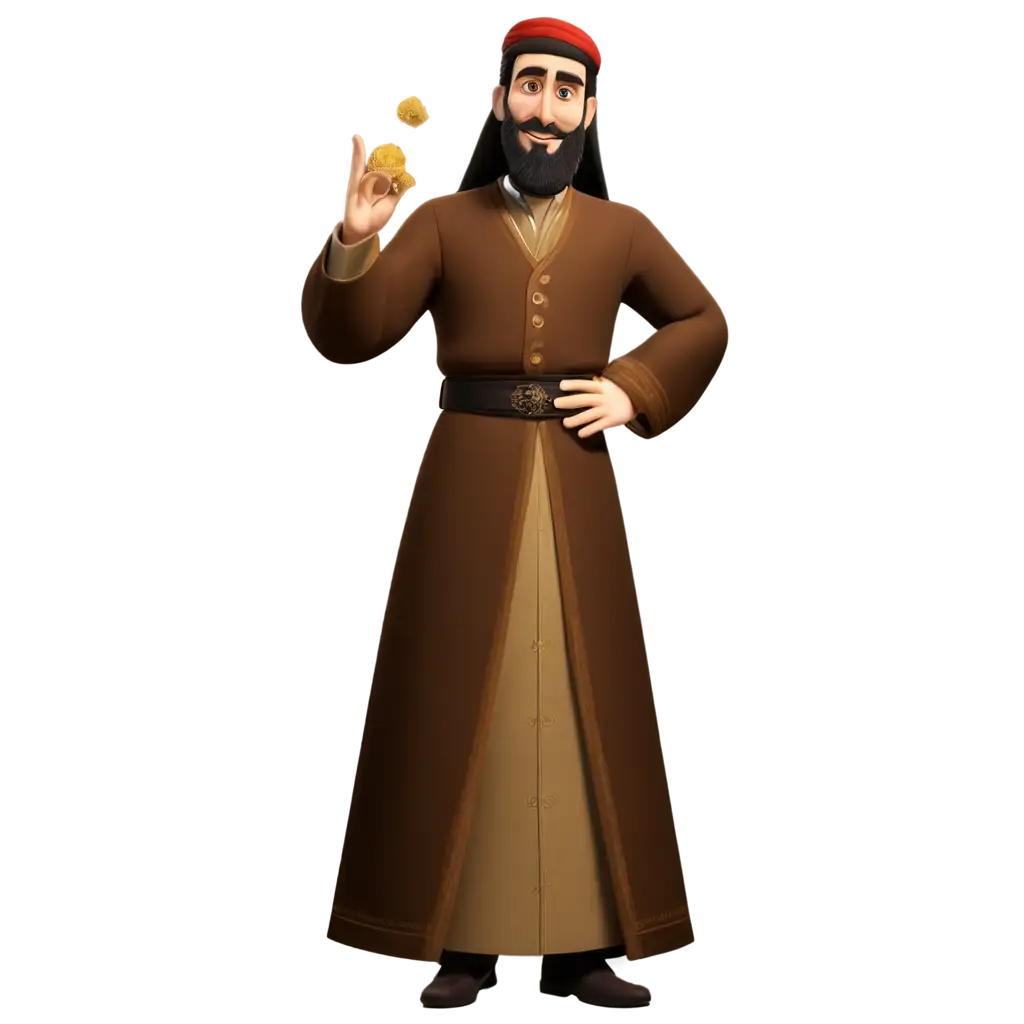 Jewish-Rich-Man-in-Ottoman-Era-Dress-Holding-Gold-Powder-3D-Pixar-Character-PNG