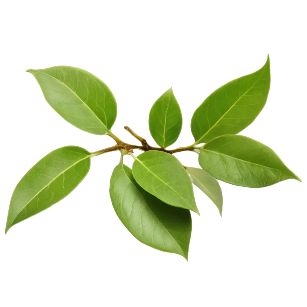 Lemon tree leaves on a branch, transparent background