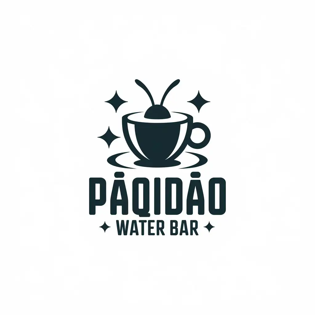 a vector logo design,with the text "Pǔqídao water bar", main symbol:stars, coffee, insect antennae,Moderate,be used in Restaurant industry,clear background