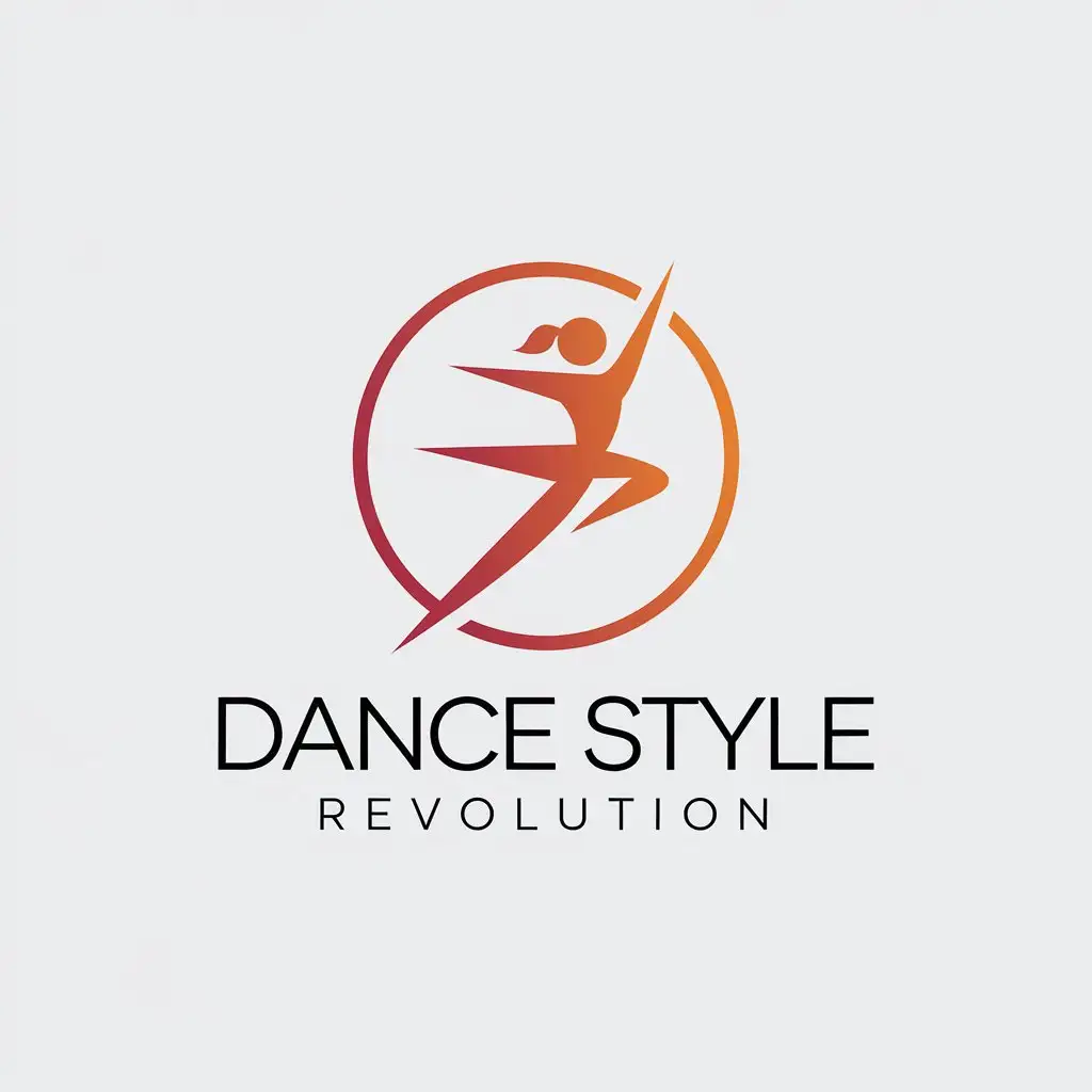 a vector logo design,with the text "Dance Style Revolution", main symbol:Dance power girl In a circle,Minimalistic,clear background