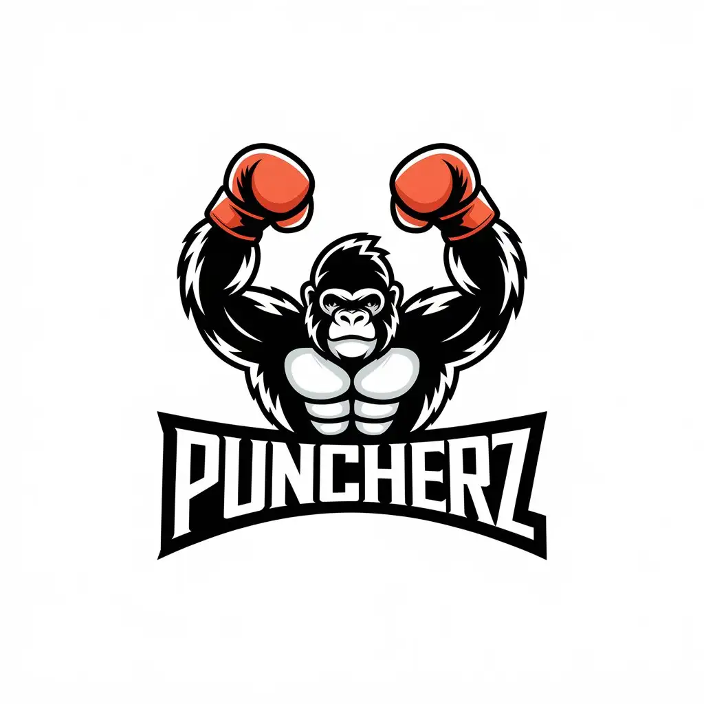 LOGO Design for Puncherz Vector Gorilla Symbol for Sports Fitness Industry