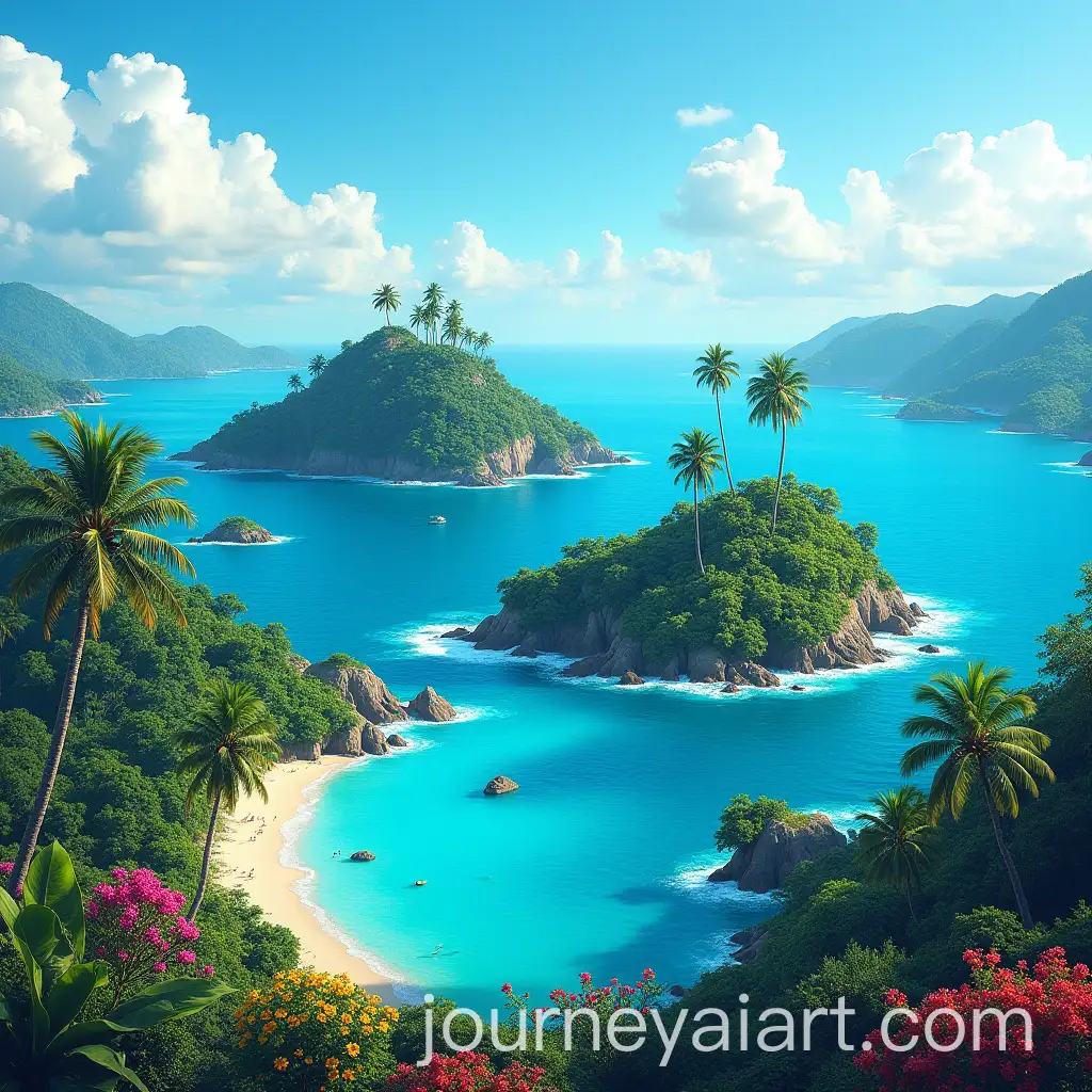 Tropical-Islands-of-Trinidad-and-Tobago-with-Lush-Greenery-and-Vibrant-Flowers