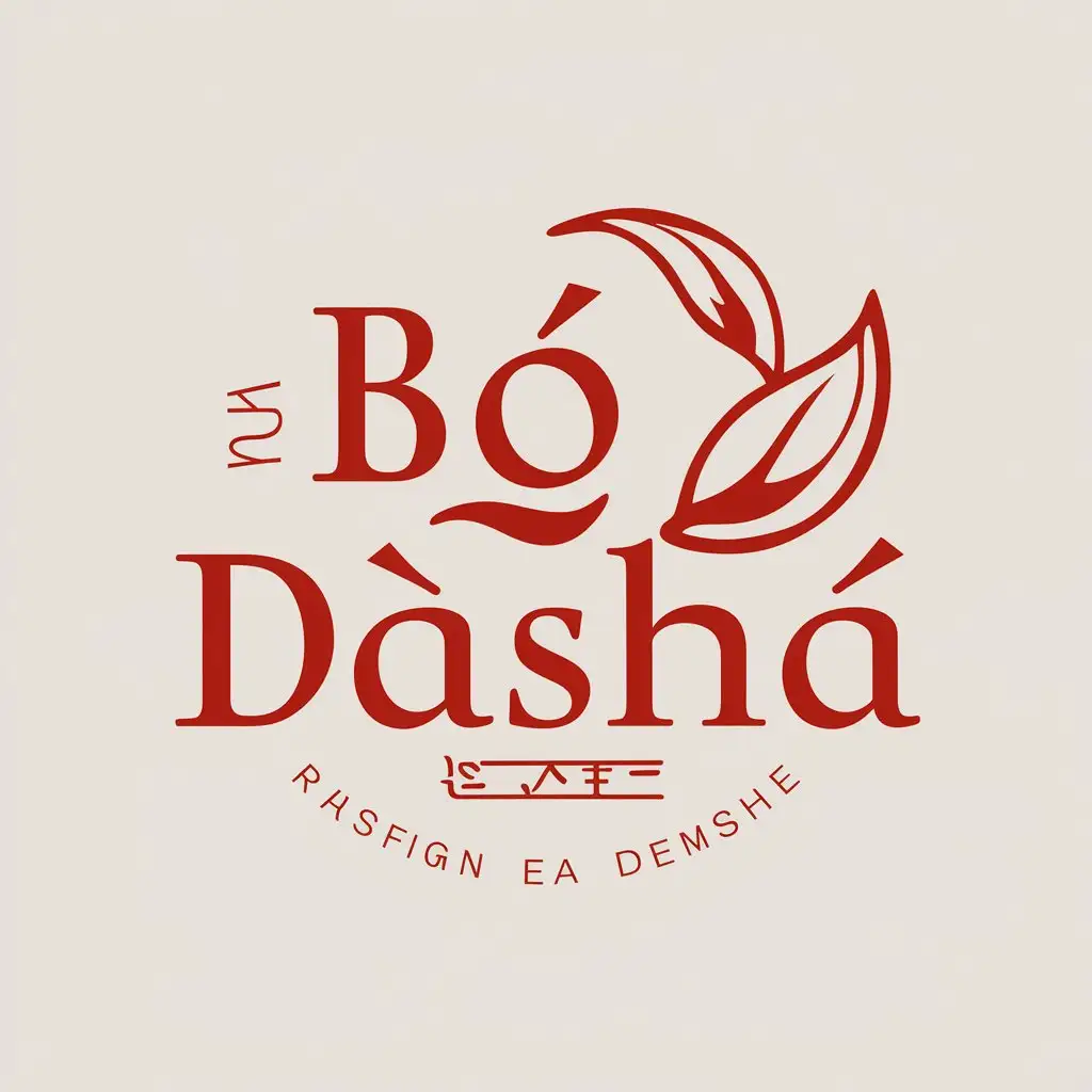 a vector logo design,with the text "Bó Dàshī", main symbol:Characters, tea leaves, red,Moderate,be used in Retail industry,clear background