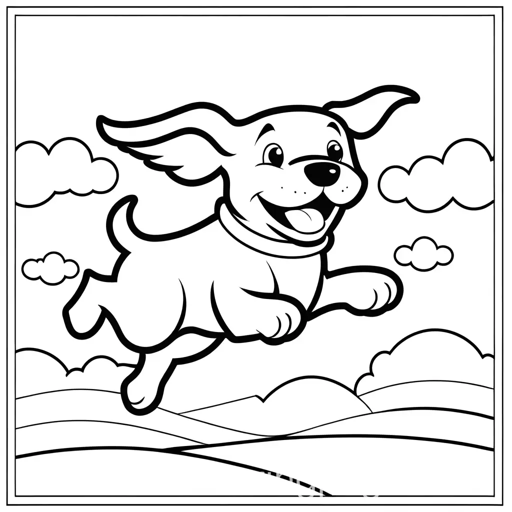 Happy-Dog-Soaring-in-the-Sky-Coloring-Page-for-Kids