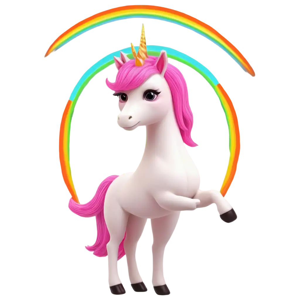 Pink-Unicorn-Among-Many-Rainbows-PNG-Image-Magical-Fantasy-Artwork