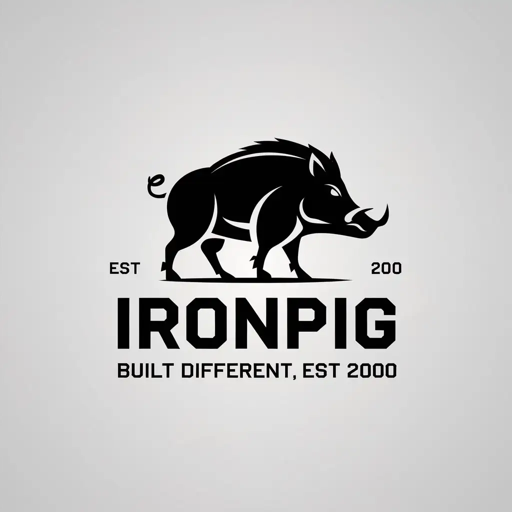 LOGO Design for IronPig Wild Boar Symbol with Minimalistic Style