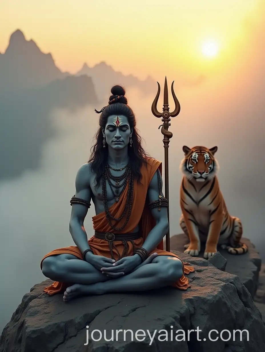 Lord-Shiva-Meditating-on-Himalayan-Peak-with-Golden-Sunrise-and-Mist