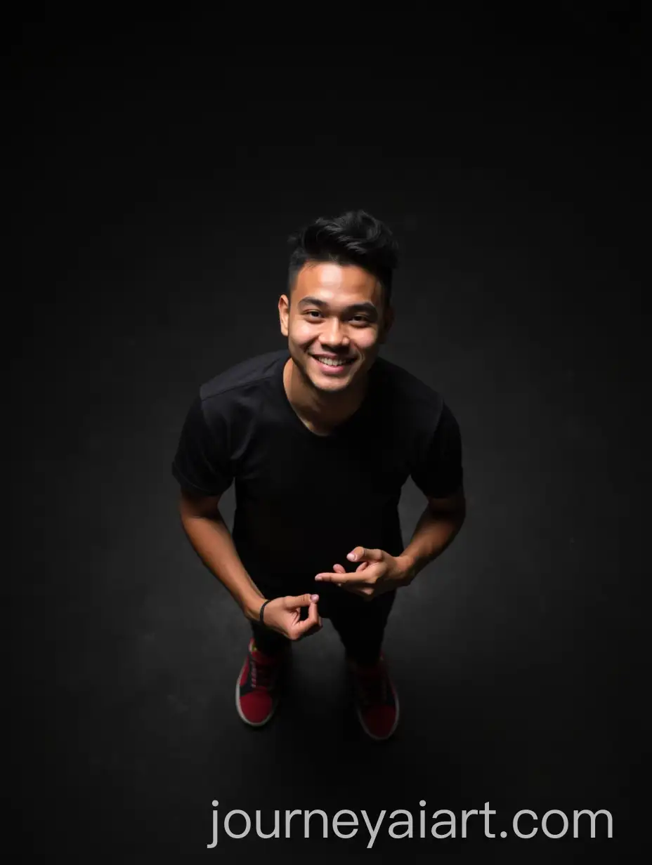 Young-Indonesian-Man-Gesturing-I-Love-You-in-Dark-Room