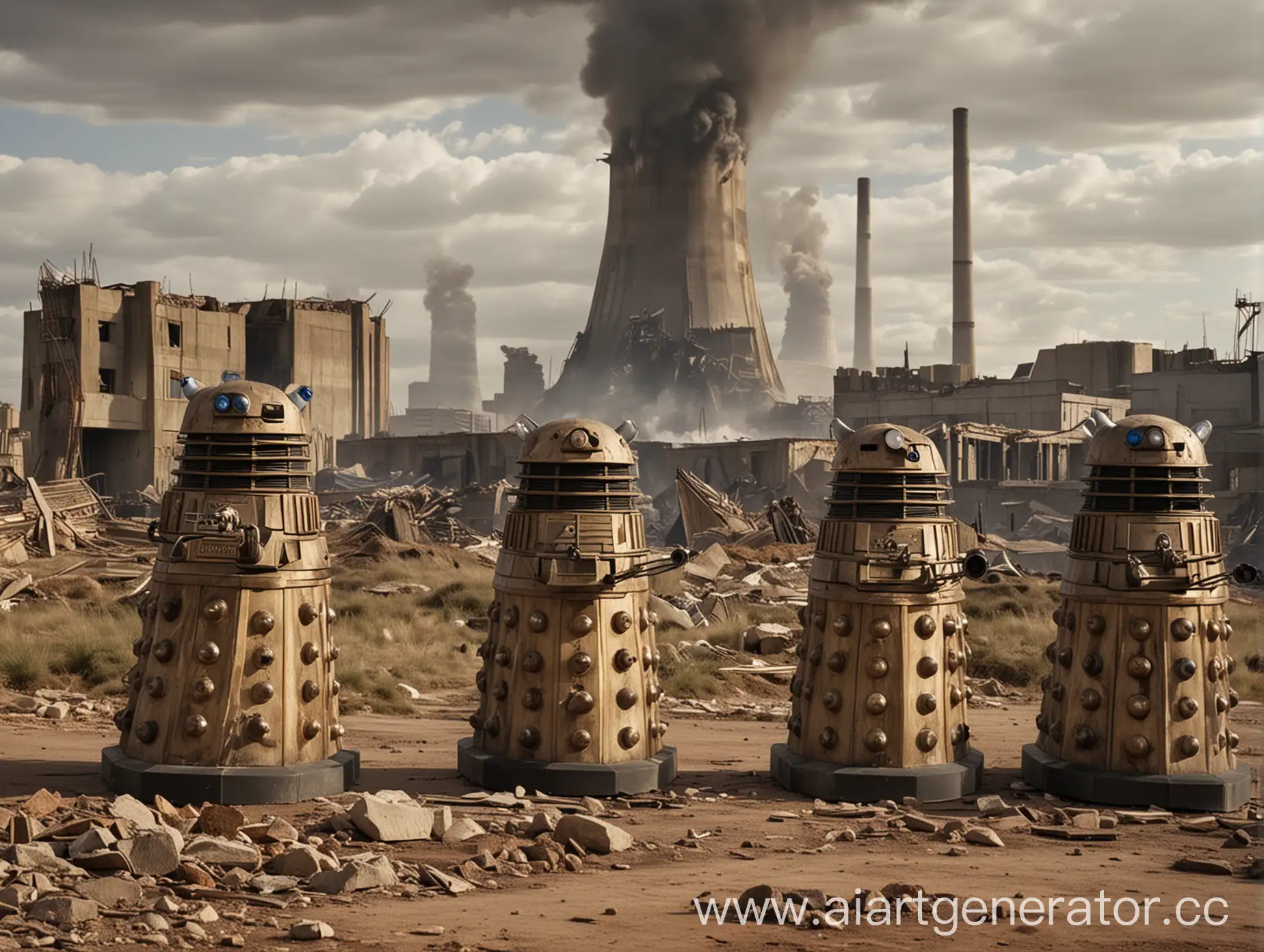 Daleks-in-PostApocalyptic-Cityscape-with-Atomic-Power-Station