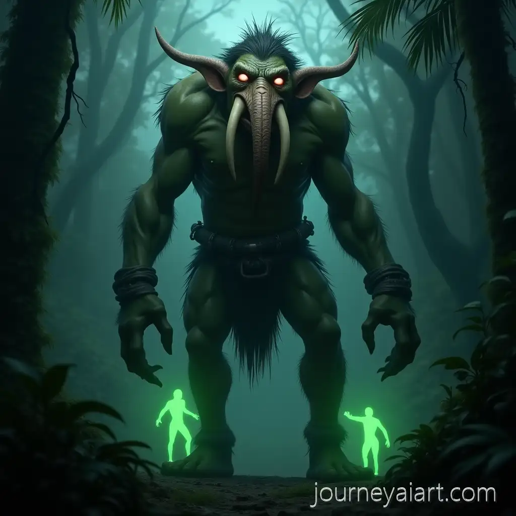 Misty-Jungle-Troll-with-Tribal-Bone-Ornaments-and-Glowing-Spirits-at-Night