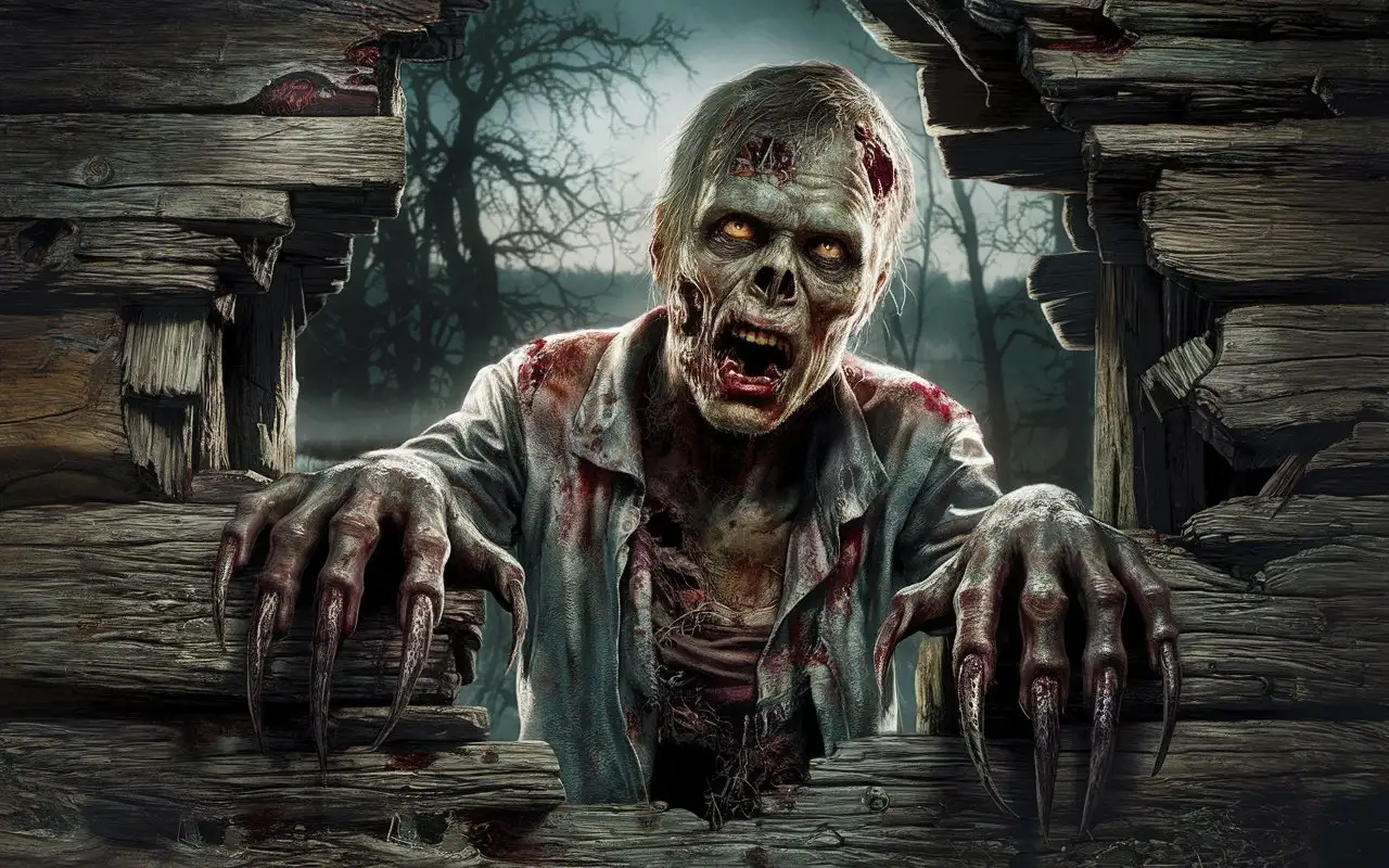 Zombie-Staring-Through-a-Hole-in-Wooden-Structure-in-Horror-Concept-Art