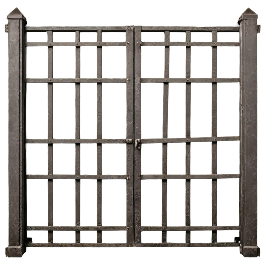 simple old metal gate, hyper realistic, png, isolated