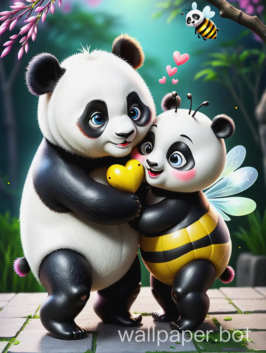 Playful-Panda-with-Bee-in-Nature