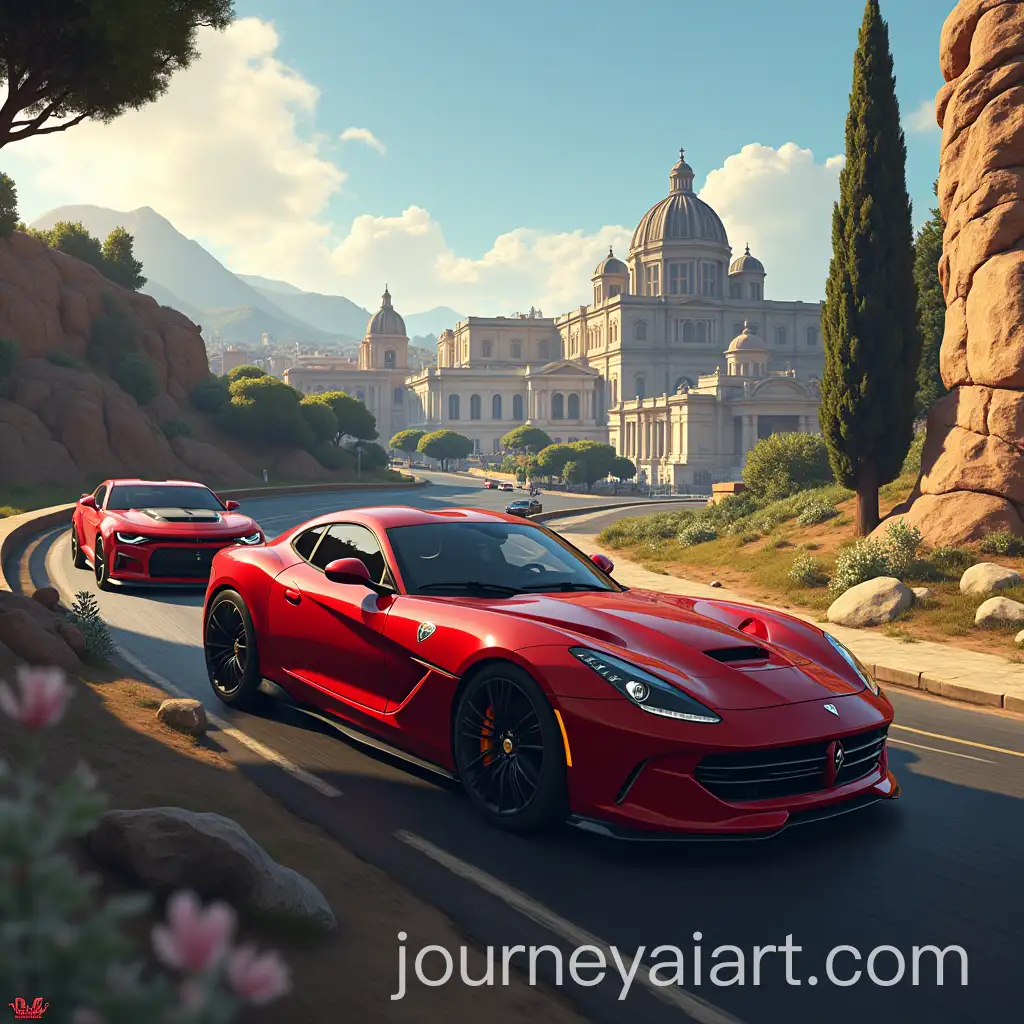 Gangland-Car-Racing-in-Rome-AI-Image-Prompt-Expansion-GTA-Loading-Screen-Art