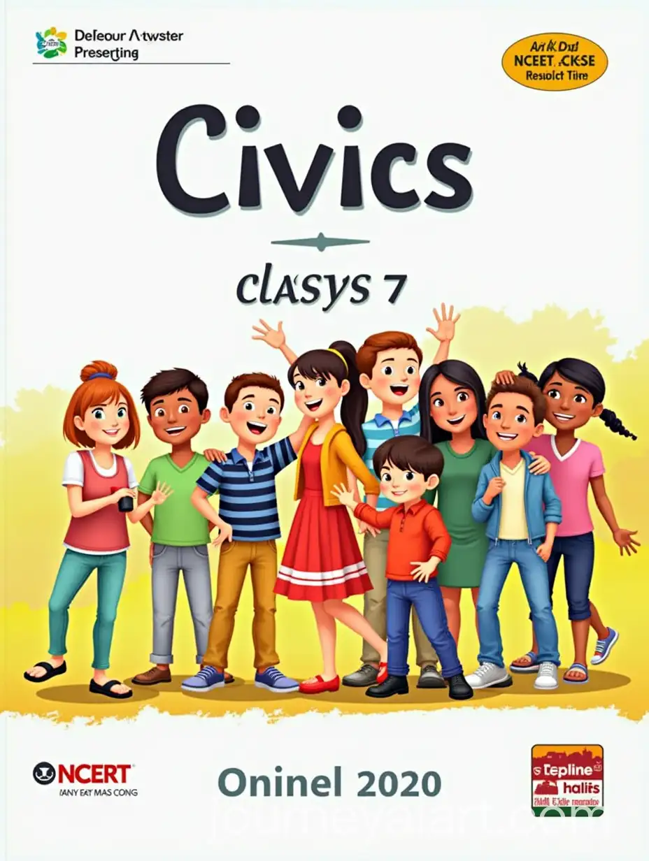 Class-7-Civics-NCERT-Book-Cover-Design-with-Diverse-Group-Symbolizing-Unity-and-Diversity