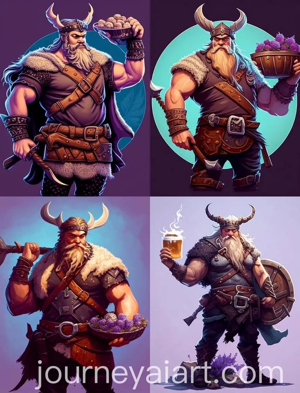 Viking-Male-Gathering-Wild-Blackberries-with-Sword-and-Pot