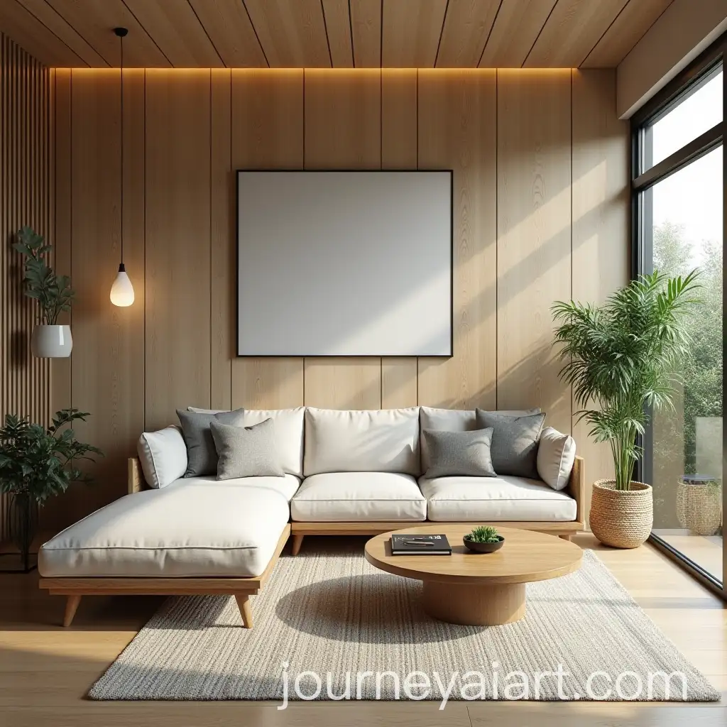 Scandinavian-and-Japanese-Style-Living-Room-with-Wooden-Elements-and-Plants