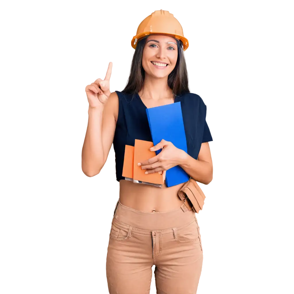 PNG-Image-Happy-Woman-with-Construction-Helmet-Holding-Projects